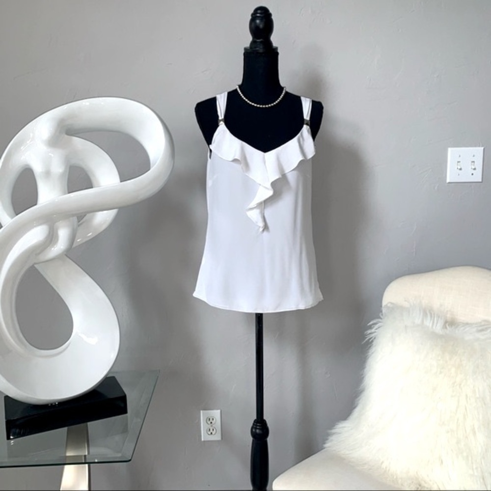 White  House Black Market 100% Silk White Shell Top